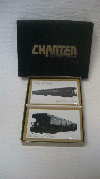 Vtg Train Railroad Car Charter St James Place Golden Moon Playing Cards 2 Decks
