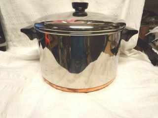 Vintage Revere Ware 6 Qt Covered Copper Clad Bottom Saucepan Not