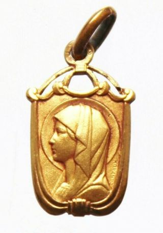 ANTIQUE FRENCH RELIGIOUS ART NOUVEAU PENDANT BLESSED MARY by CONTAUX 2