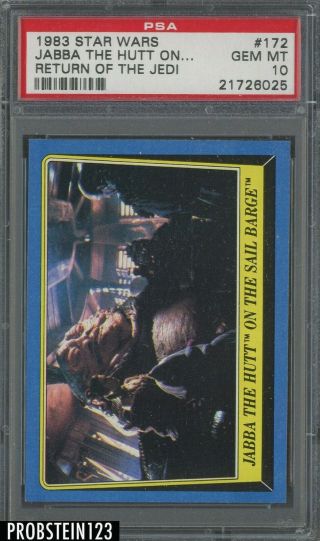 1983 Topps Star Wars Return Of The Jedi Jabba The Hutt On The Sail Barge Psa 10