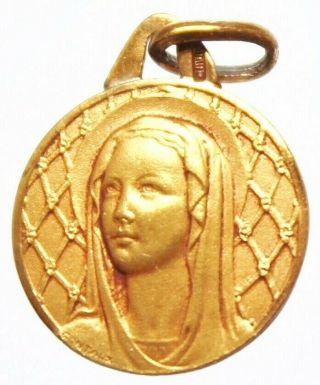 Antique French Religious Art Pendant Blessed Mary By Georges Contaux