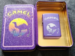 Zippo Vintage Purple Camel Lighter With Tin (1994) Never Fired Up