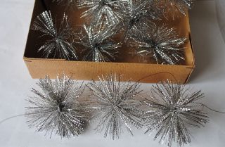 Rare Box With 12 Old German Tinsel Stars,  Factory Stock