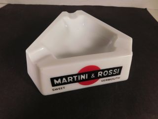 Vintage Martini & Rossi Opalex Triangular Ashtray,  6 Inches Wide,  Made In France