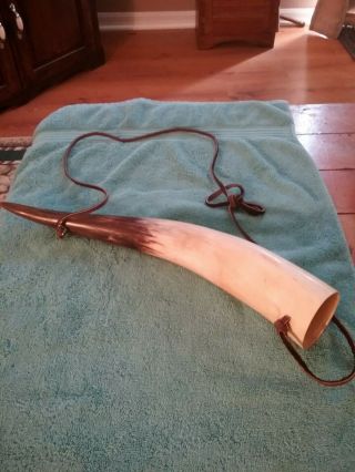Polished 18 Inch Cow Horn With Shoulder Strap