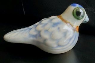 Ken Edwards Bird Signed Ke Blue Tonala Mexico Figurine Small Mexican Pottery 3 "