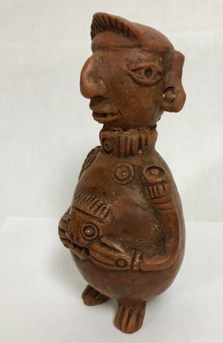 Unknown Central South America Pottery Clay Pre Columbian Figure With Trophy Head 2