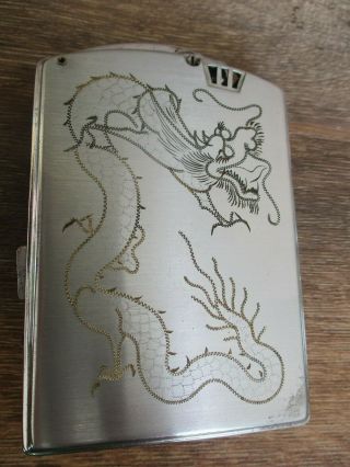 Vintage Antique Victory Cigarette Case And Lighter Combo Dragon Victon