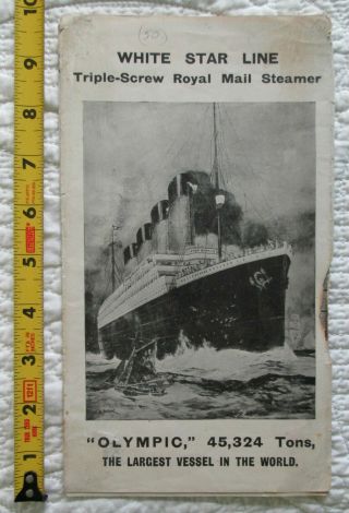 1912 White Star Line RMS Olympic fold - out deck plan - Rare - ' AS - IS ' incomplete 2
