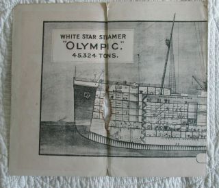 1912 White Star Line RMS Olympic fold - out deck plan - Rare - ' AS - IS ' incomplete 4