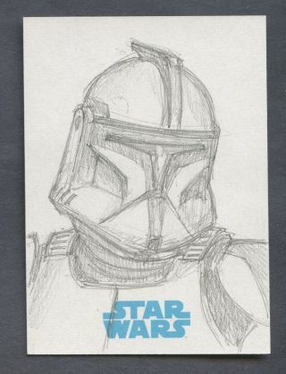 Topps Star Wars Jttfa Journey Sketch Card Clone Trooper David Rabbitte Auto 1/1