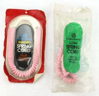 Nos Western Electric Telephone Spring Cord Handset Modular Pink Qty Of 2 (402)