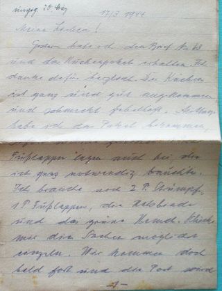 Translated Ww 2 Letter Written By German Soldier - March 1944