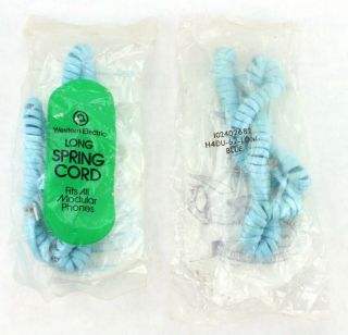 Nos Western Electric Telephone Spring Cord Handset Modular Blue Qty Of 2 (400)