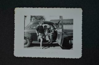 Vintage Car Photo Pretty Girl Lifts Upskirt Sexy Legs 1946 1947 Ford 969013