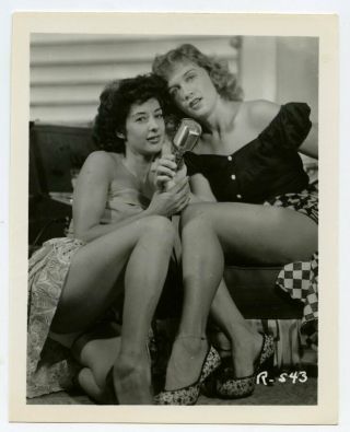 1940s Photo,  Sexy Pin - Up Girls With Microphone,  Cheesecake,  4x5,  X13729