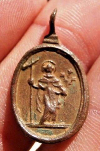 Authentic Spanish Medal Charm Pendant Of Virgin Mary 17th Century