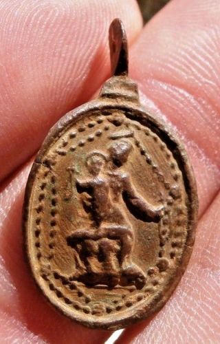 AUTHENTIC SPANISH MEDAL CHARM PENDANT OF VIRGIN MARY 17TH CENTURY 2