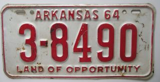 Arkansas 1964 Mississippi County License Plate 3 - 8490