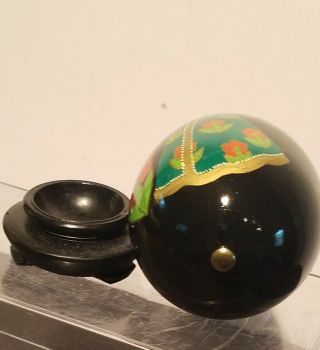 Vintage Russian Hand painted Lacquer Egg.  With Stand.  NR 2