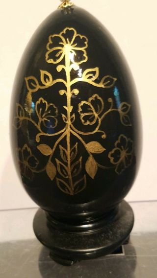 Vintage Russian Hand painted Lacquer Egg.  With Stand.  NR 4