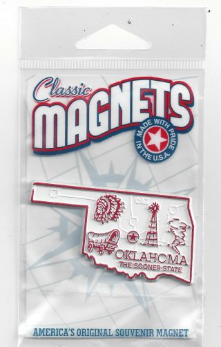 Oklahoma " The Sooner State " Ok Outline Map Magnet In Souvenir Bag,