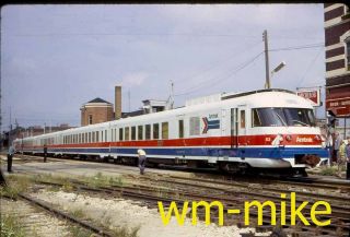 Scene 193 Amtrak French Turbo - Liner In Springfield Il In 1973 Slide