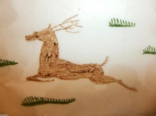 Antique Hand Painted Tile Deer Mountans 6 "