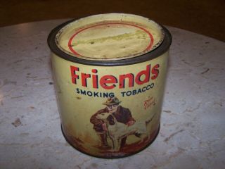 Old Vintage Friends Smoking Tobacco Tin Withgreat Hunter & Dog Image Gc