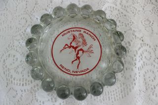 Vintage Large Glass Advertising Mustang Ranch Reno Nevada Ashtray Nude On Horse