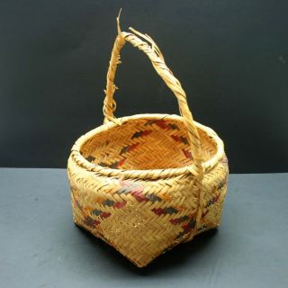 Vintage Mississippi Band Of Choctaw Indians River Cane Basket With Handle