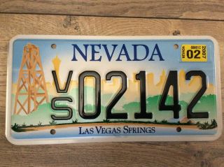 Nevada License Plate 2002 Las Vegas Springs Vs 02142