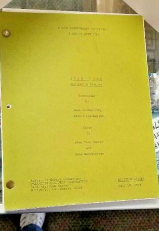 Star Trek The Motion Picture Shooting Script July 19th 1978