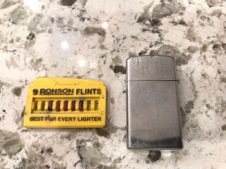 Vintage 1960’s? Slim Zippo Windproof Lighter Pinstripe No Monogram Extra Flints