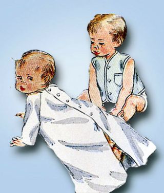 1940s Vintage Simplicity Sewing Pattern 3043 Sweet Baby Infant Layette Set Orig