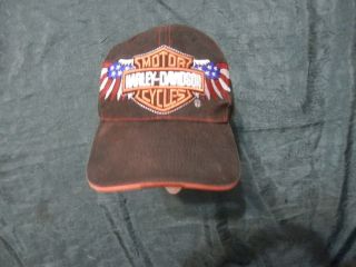 Harley Davidson Ball Cap With Flag Wings
