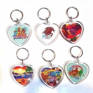 One Assorted Puerto Rico Heart Key Chain Holder Souvenirs Rican Holder