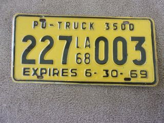 1968 Louisiana Truck License Plate 227 - 003