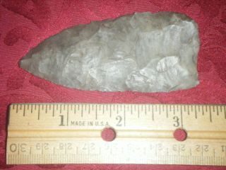 3 1/2 In.  Authentic Arrowhead,  Paleo Fluted Channel Spear Point From York