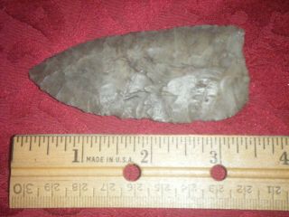 3 1/2 IN.  AUTHENTIC ARROWHEAD,  PALEO FLUTED CHANNEL SPEAR POINT FROM YORK 2