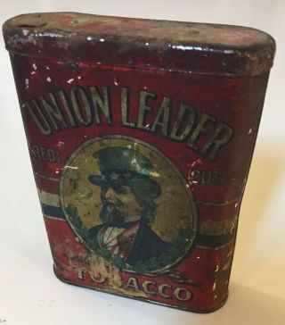 Vintage Union Leader Redi Cut Pipe & Cig Tobacco Pocket Tin With " Uncle Sam "