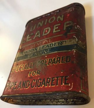 Vintage Union Leader Redi Cut Pipe & Cig Tobacco Pocket Tin With 