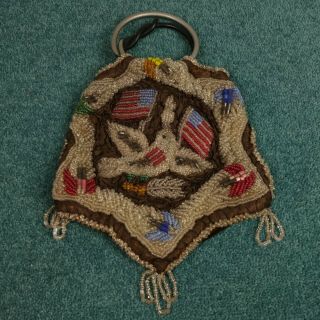 Iroquois Native American Plains Indian Beaded Bag Purse Mohawk Antique Old 1900