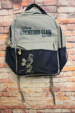 Dvc Disney Vacation Club Member Backpack Grey Blue Mickey W/o Tags