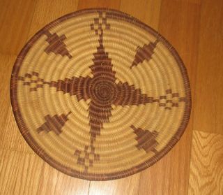 Vintage Native American Indian Handmade Coiled Plate Basket - Papago?