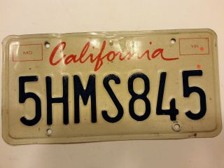 Vintage License Plate: California State Collectors/man Cave/crafts 2001 5hms845