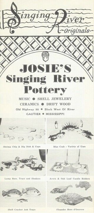 Josie Gautier Ms Singing River Pottery Travel Brochure Gautier Ms
