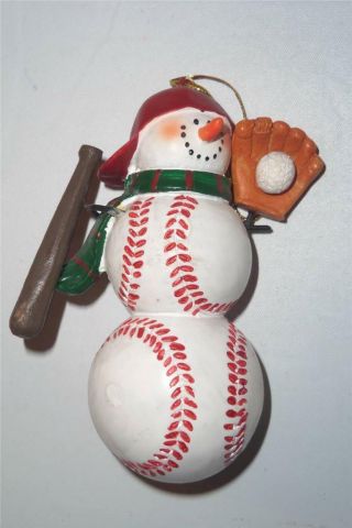 Baseball Player Snowman Ornament Christmas - 011448