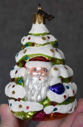 Charming 2003 Neiman Marcus Santa Claus In Middle Of The Christmas Tree Ornament