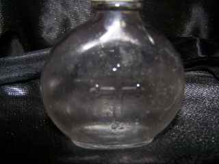 Vintage Embossed Glass Holy Water Bottle With Lid
